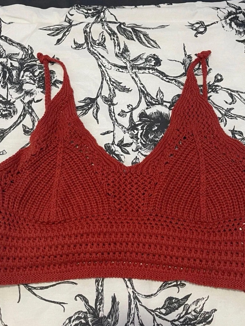 Double Zero Rust Red Crochet Bralette Crop Top